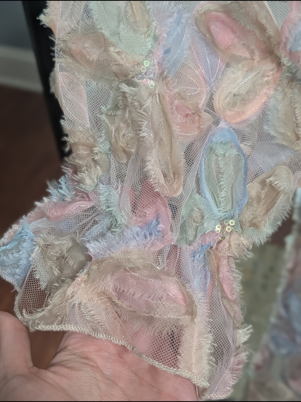 Allison + Kelly Pastel Floral Appliqué Mini Dress Small - Picture 4 of 4